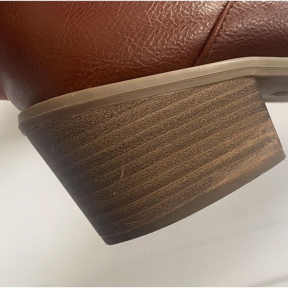 Cynthia Rowley Ankle Boots Cognac Color Eddie Slip-ons Block Heels Size 9 - Picture 15 of 15